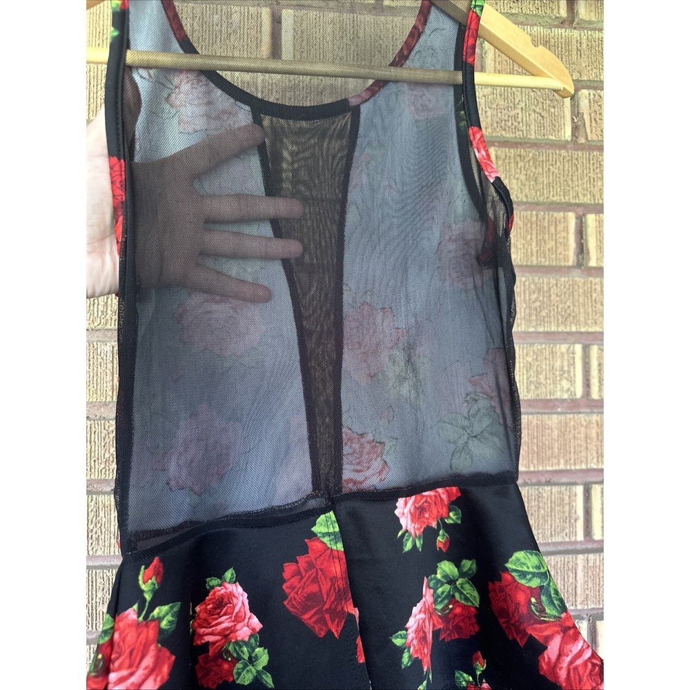 Girl's Dress 14/16 Sleveless Bodycon Peplum Floral Roses Mesh Layered Roses L/XL - Picture 5 of 6